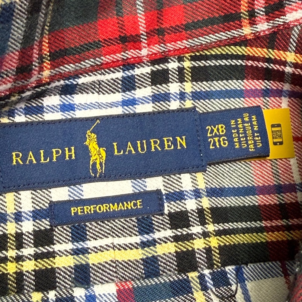 Polo Ralph Lauren Performance Plaid Button Shirt Mens 2XB Cotton Blend Preppy - Picture 3 of 7
